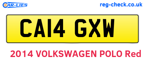 CA14GXW are the vehicle registration plates.