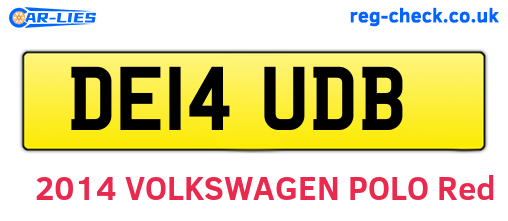 DE14UDB are the vehicle registration plates.