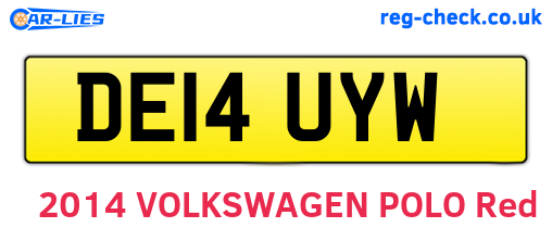 DE14UYW are the vehicle registration plates.