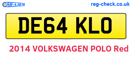 DE64KLO are the vehicle registration plates.