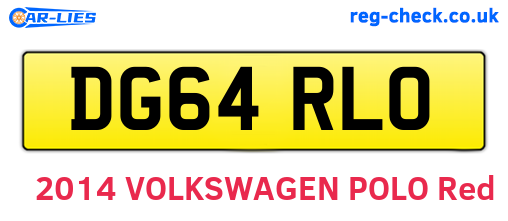 DG64RLO are the vehicle registration plates.
