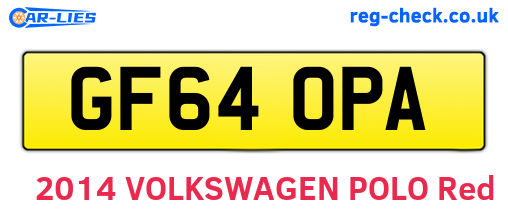 GF64OPA are the vehicle registration plates.
