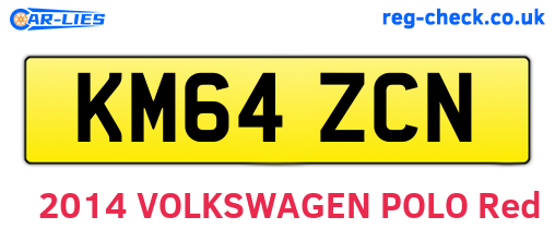 KM64ZCN are the vehicle registration plates.