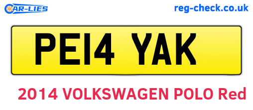 PE14YAK are the vehicle registration plates.