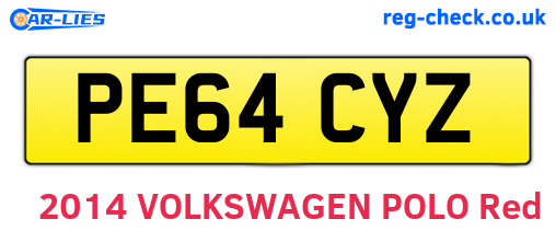 PE64CYZ are the vehicle registration plates.
