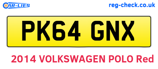 PK64GNX are the vehicle registration plates.