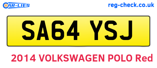 SA64YSJ are the vehicle registration plates.
