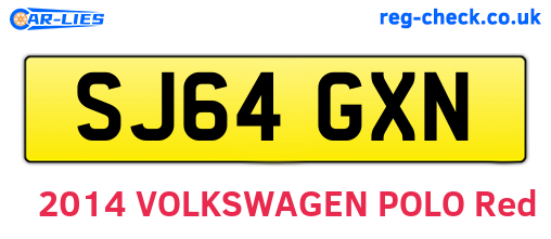SJ64GXN are the vehicle registration plates.