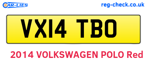 VX14TBO are the vehicle registration plates.