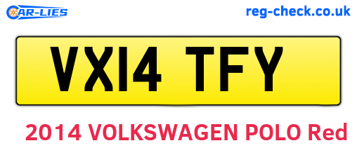 VX14TFY are the vehicle registration plates.
