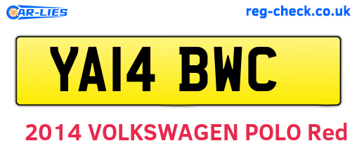 YA14BWC are the vehicle registration plates.