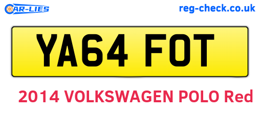 YA64FOT are the vehicle registration plates.