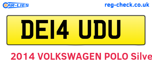 DE14UDU are the vehicle registration plates.