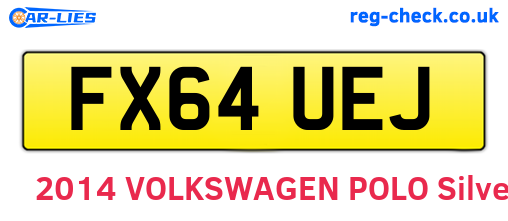 FX64UEJ are the vehicle registration plates.