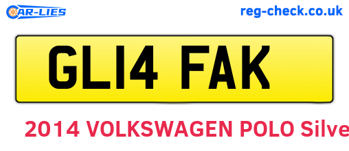 GL14FAK are the vehicle registration plates.
