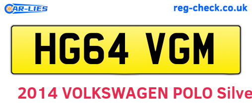 HG64VGM are the vehicle registration plates.