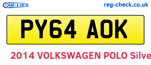 PY64AOK are the vehicle registration plates.