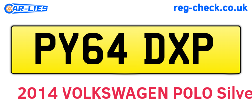 PY64DXP are the vehicle registration plates.