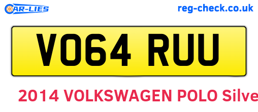 VO64RUU are the vehicle registration plates.