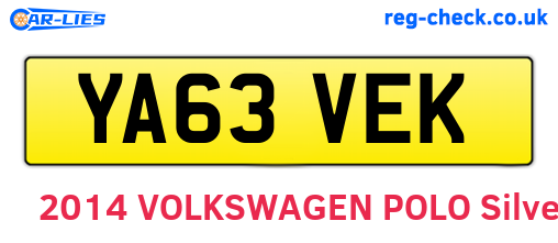YA63VEK are the vehicle registration plates.
