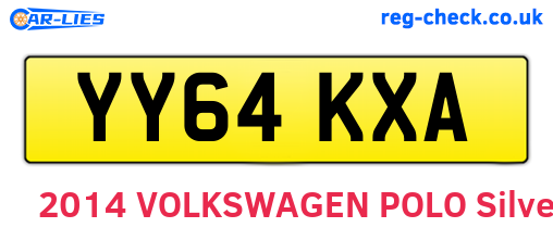 YY64KXA are the vehicle registration plates.