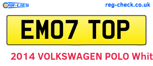 EM07TOP are the vehicle registration plates.