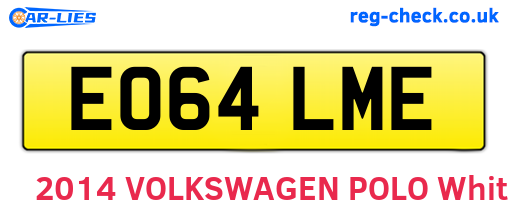 EO64LME are the vehicle registration plates.