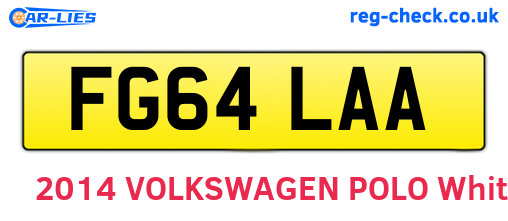 FG64LAA are the vehicle registration plates.