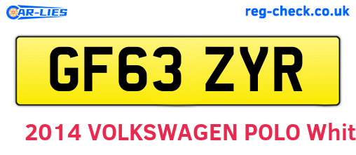 GF63ZYR are the vehicle registration plates.