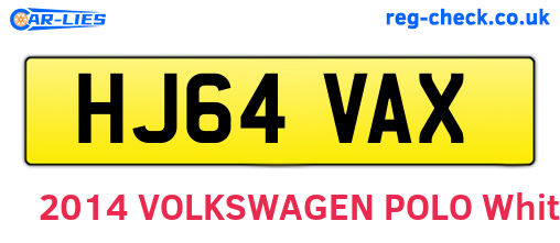 HJ64VAX are the vehicle registration plates.