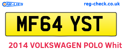 MF64YST are the vehicle registration plates.
