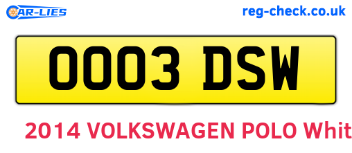 OO03DSW are the vehicle registration plates.