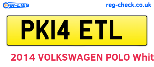 PK14ETL are the vehicle registration plates.