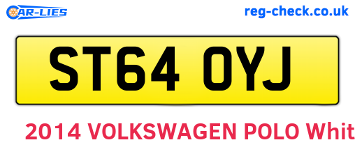 ST64OYJ are the vehicle registration plates.