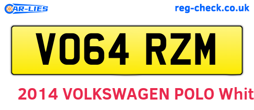 VO64RZM are the vehicle registration plates.