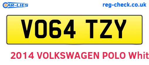 VO64TZY are the vehicle registration plates.