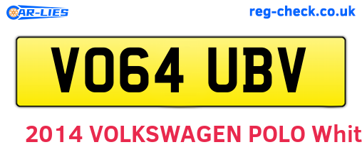 VO64UBV are the vehicle registration plates.