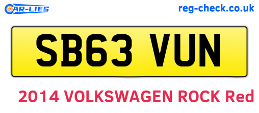 SB63VUN are the vehicle registration plates.