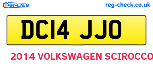 DC14JJO are the vehicle registration plates.