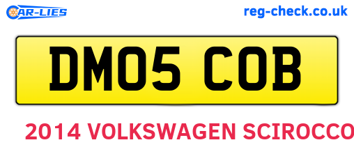 DM05COB are the vehicle registration plates.