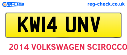 KW14UNV are the vehicle registration plates.