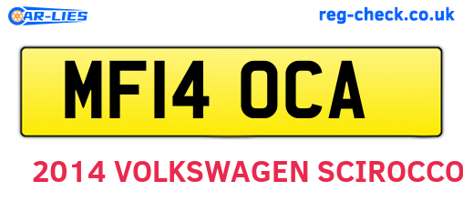 MF14OCA are the vehicle registration plates.