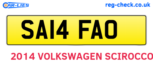 SA14FAO are the vehicle registration plates.