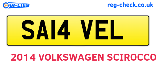 SA14VEL are the vehicle registration plates.