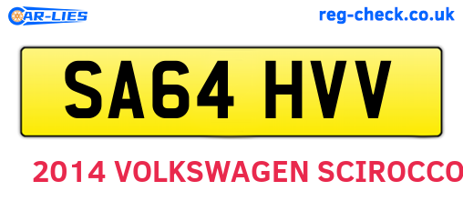 SA64HVV are the vehicle registration plates.