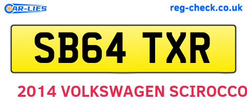 SB64TXR are the vehicle registration plates.