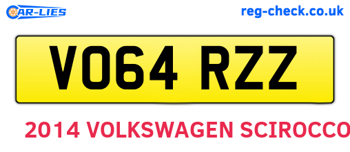 VO64RZZ are the vehicle registration plates.
