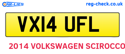 VX14UFL are the vehicle registration plates.