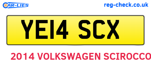YE14SCX are the vehicle registration plates.