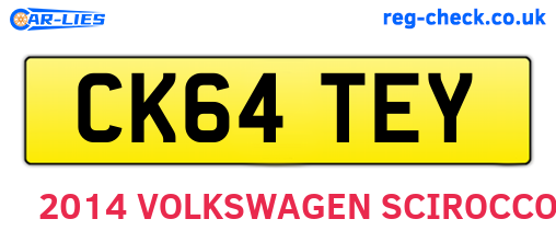 CK64TEY are the vehicle registration plates.